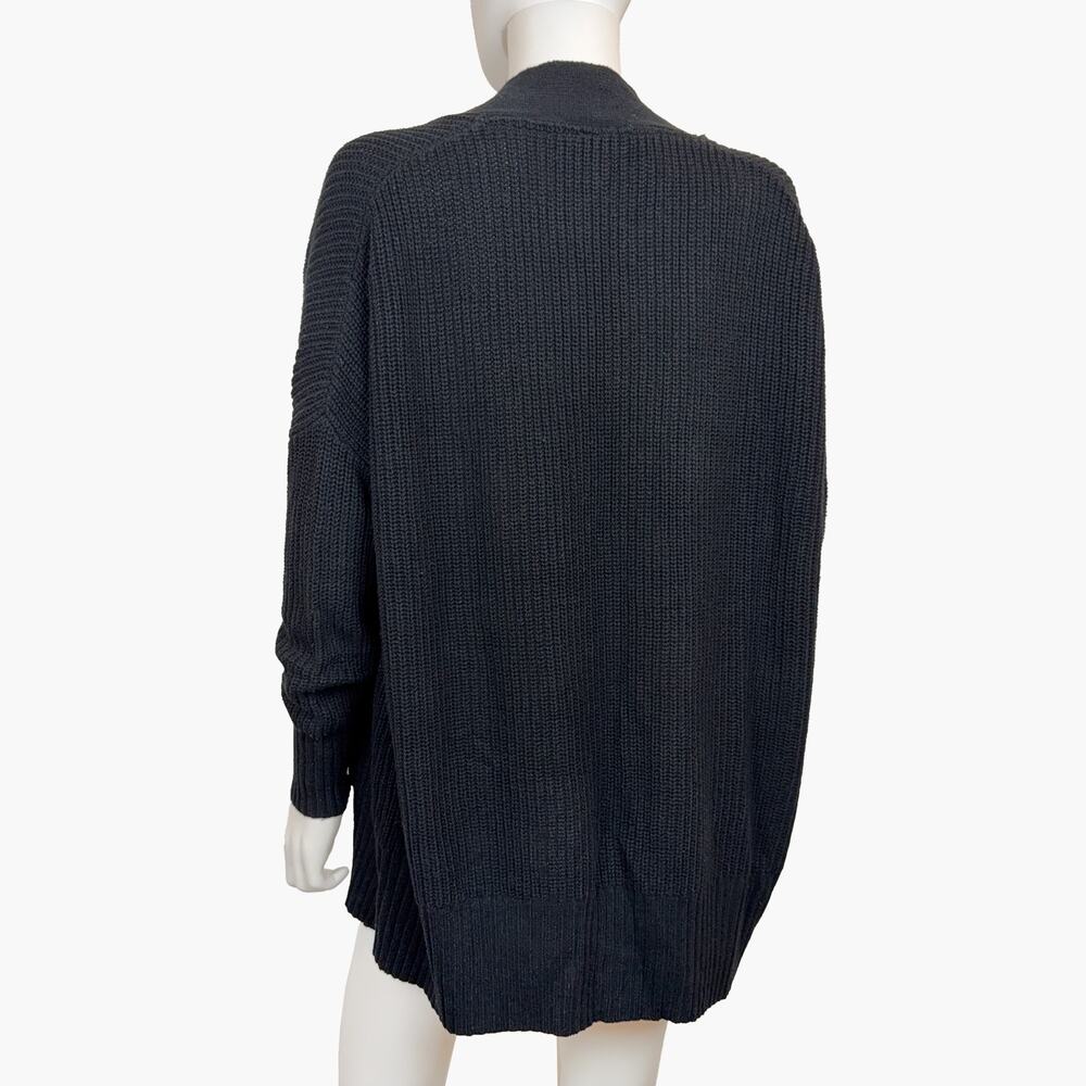 ACTIVE Unisex Long-Sleeve Chunky Ribbed Knit Open Cardigan (Black | Size S) - Picture 3 of 6